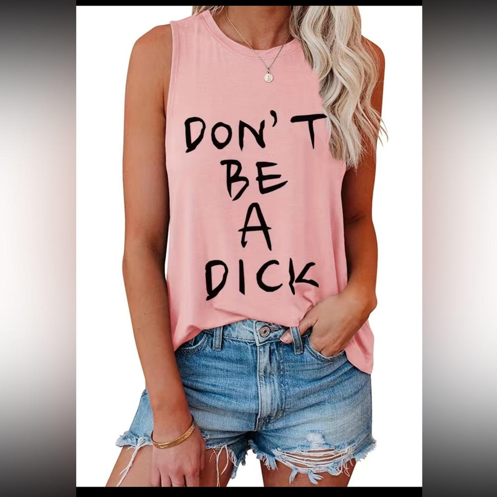 Ladies Pink Tank Tee Shirt Sleeveless